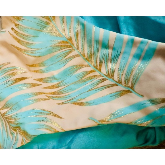 Beach Bunny Swimwear Bikini Bottoms XL Palm Leaf Print Gold Details new W/tags‎ - Picture 2 of 5